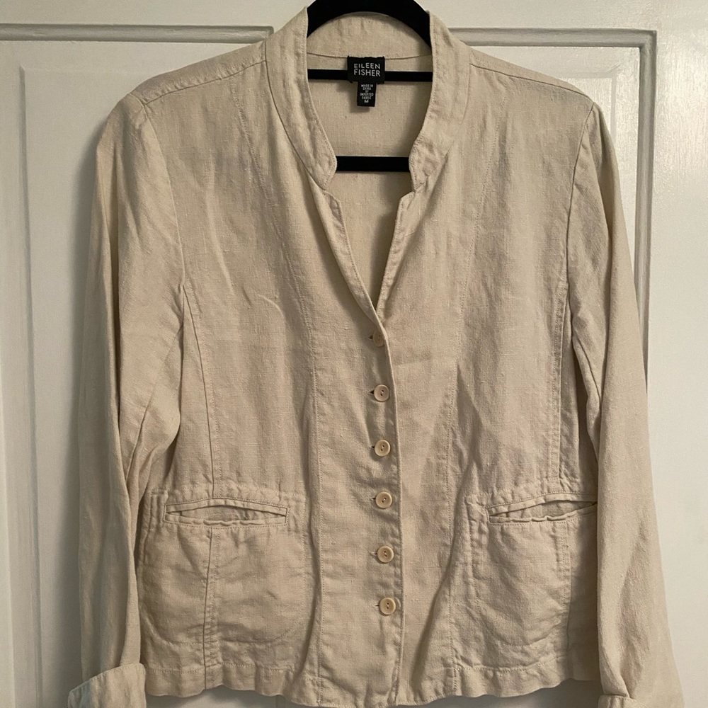 Eileen Fisher Irish Linen Flax Jacket Blazer M